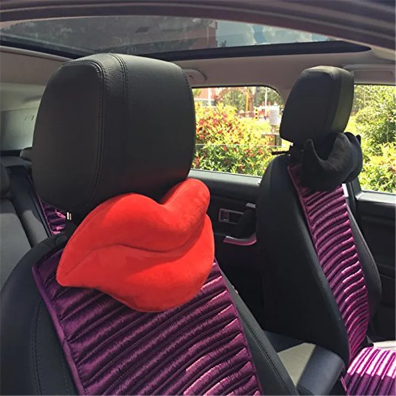Short Plush LipShape Car Seat Neck Cushion Headrest Pillow  Creative Gift (3)