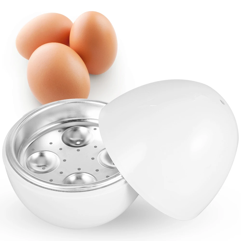 1pc White Microwave Oven Dedicated 4 Egg Steamer Egg Boiler Kitchen