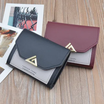 

2018 Promotion New Polyester Small Wallet Female Short Korean Version Lovely Young Student Ladies Collision Color Three-fold
