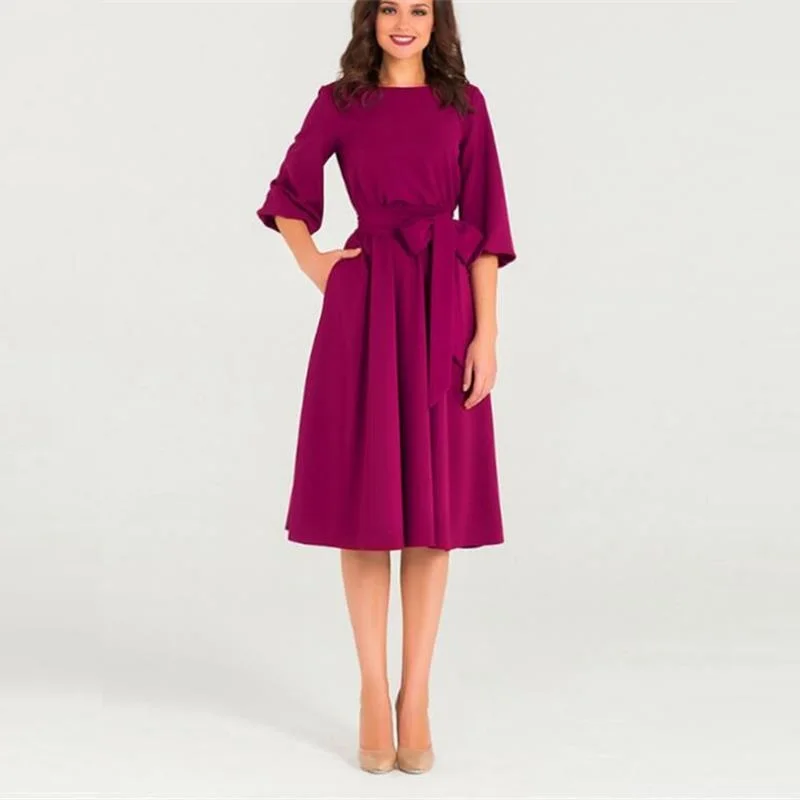 

Women Autumn O-Neck Dress 2018 Summer Women's Elegant Vintage Bohemian Beach Dresses Casual Loose Dresses Vestidos