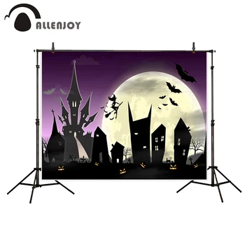 

Allenjoy background for photo studio Cartoon Witch Castle Bat dark moon background newborn original design photografia photocall