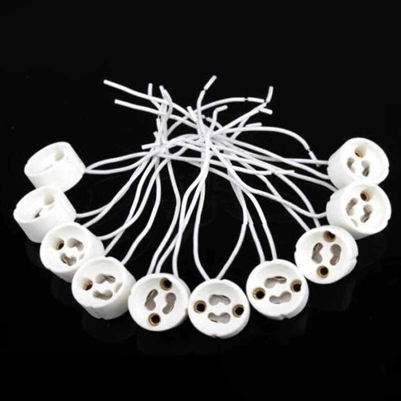 10pcs/lot GU10 Lamp Holder Socket Bbase Adapter Wire Connector Ceramic Socket for LED Halogen Light Light Accessory