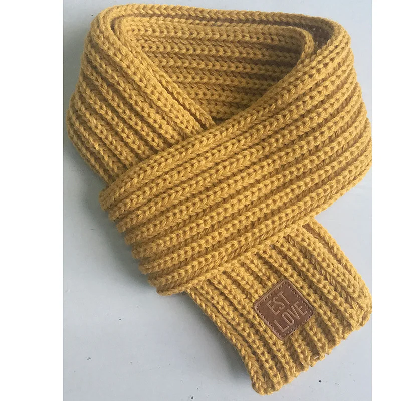 Корейский вариант для мужчин и женщин, детский осенне-зимний платок шарф, утолщенный теплый чистый цвет, вязаный воротник, красивый - Цвет: GINGER