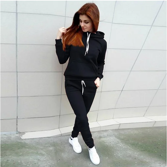 

Laamei 2019 Spring Warm Suit Hoody Hoodie+Pant Loose Style Two-piece Set Hoodies Sweatshirts Tracksuit Women Sportwear Costumes