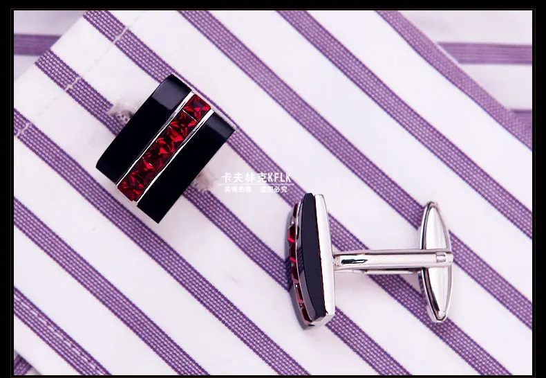KFLK Роскошные Горячие запонки для рубашки для мужчин подарок бренд Запонки кнопка Красный Кристалл Запонки Высокое качество abotoaduras ювелирные изделия