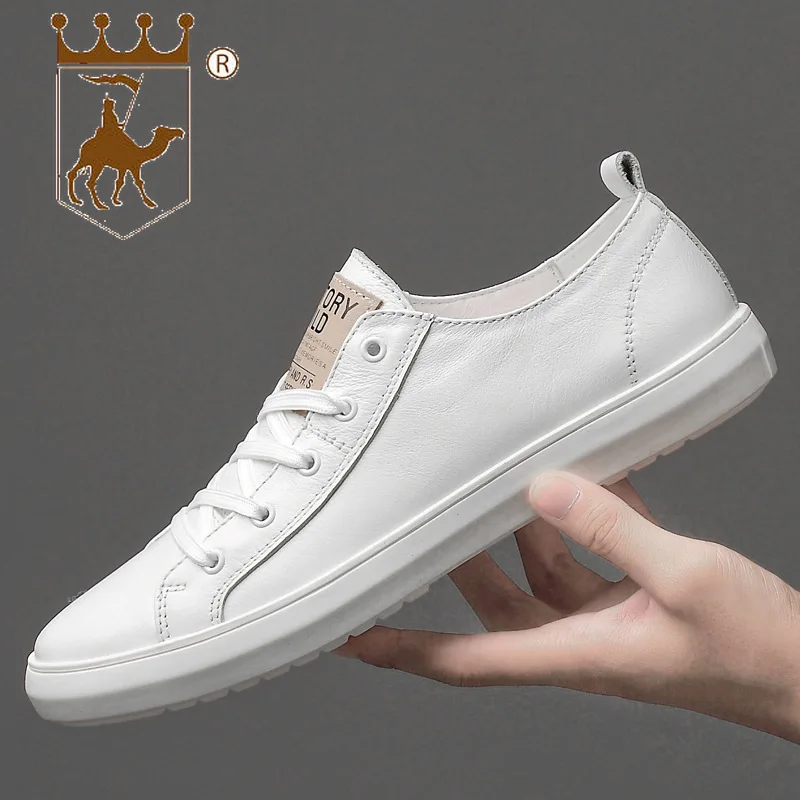 

BACKCAMEL2019 New British Leather Casual Shoes Men Fashionable Belt Rubber Soles Breathable Wear-resistant SIZE39-45white shoes