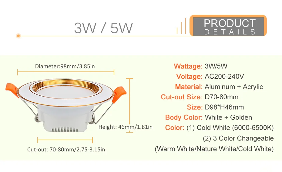 Downlight para Iluminação para Casa Luz do Ponto Super Bright Downlight Spot Light 20 12 9 5 3 w Smd 5730 Levou 220 v Recesso Led Cob 3 High Quality Luzes e Iluminação