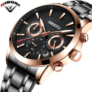 

Montre Homme NIBOSI Man Watch 2017 Top Luxury Stainless Steel Uhren Men Relogio Masculino Waterproof Men Quartz Watch Black Saat