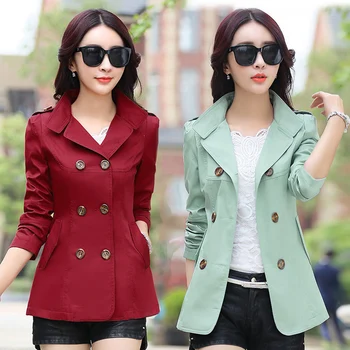 

Spring Autumn New Short Trench Paragraph Fashionable Windbreaker Coat Long -Sleeved Slim Large Size Women Coat