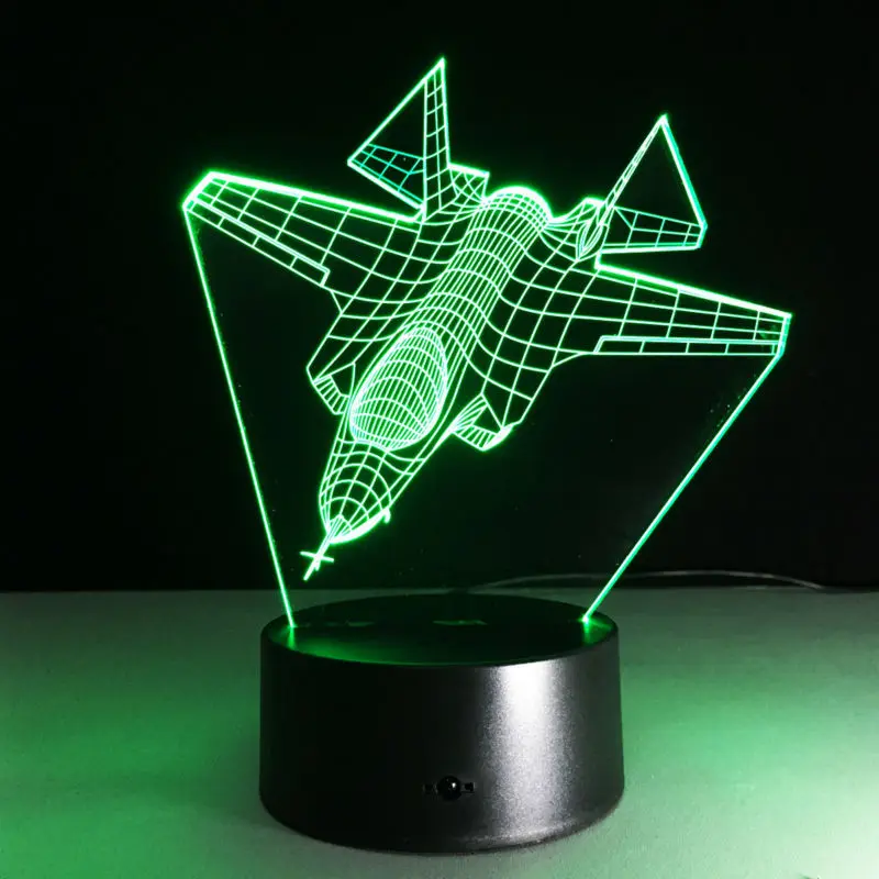 Крутая игрушка RC 3D самолет военные самолеты Настольная лампа с атмосферной лампой сенсорный выключатель 7 видов изменения цвета в качестве подарков