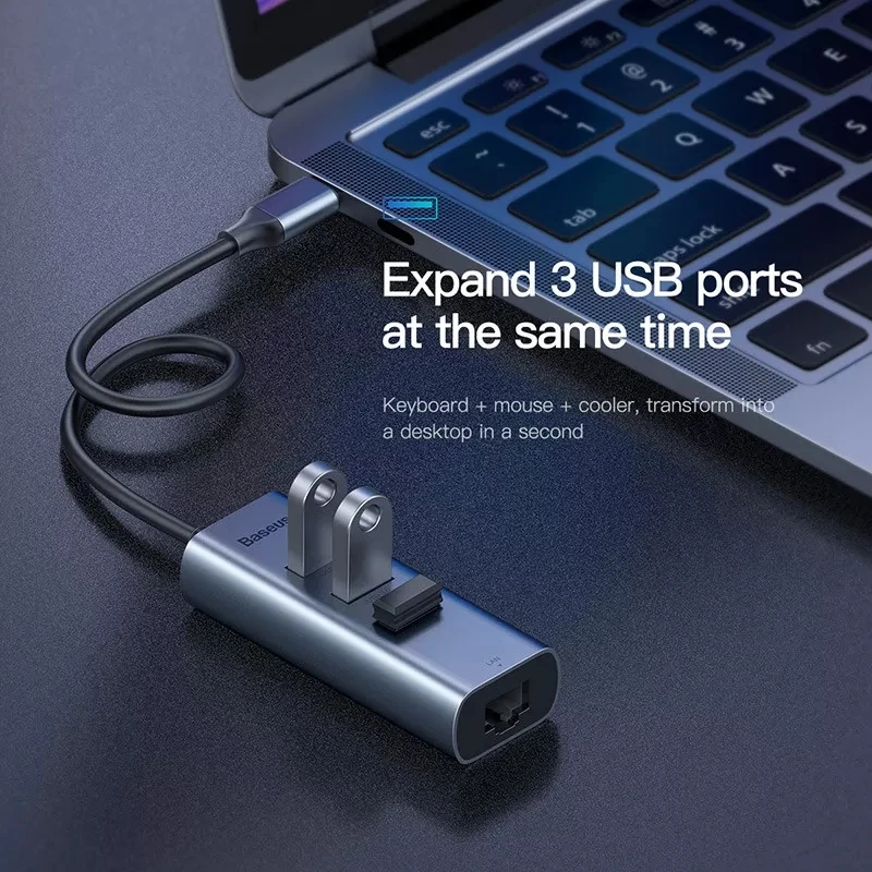 Mijia Baseus 4 в 1 type-c до 3 Женский USB 3,0 RJ45 адаптер Gigabit концентратор док-станция для мобильного телефона планшета компьютера ноутбука