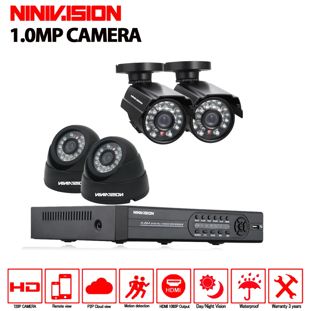 AHD 4CH DVR 1080N Video Recorder HD 720P 1 0MP Night Vision cctv font b camera