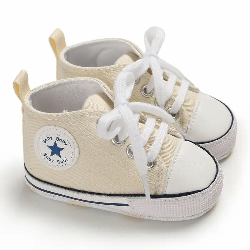 Новинка для маленьких мальчиков и девочек парусиновые туфли для младенцев мягкая подошва, шнуровка анти-тапки для новорожденных Младенцы, малыши, дети предварительно ходунки на возраст от 0 до 18 месяцев, Повседневное обуви