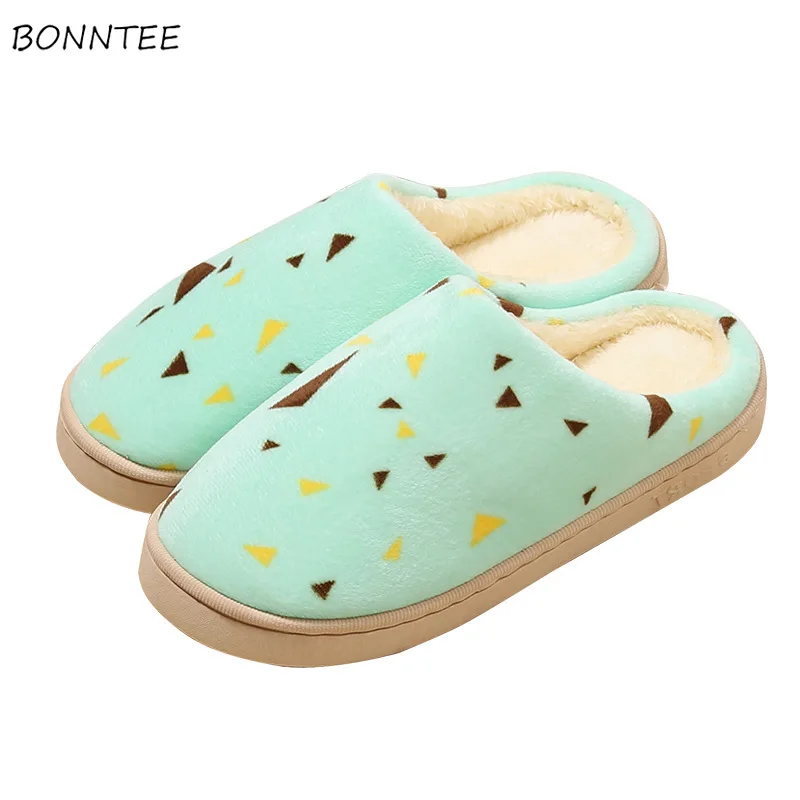 

Winter Slippers Women Fashion Flat Plush Printed Home Shoes Warm Casual Non-slip Thick Bottom Cotton Slipper Womens Comfortable