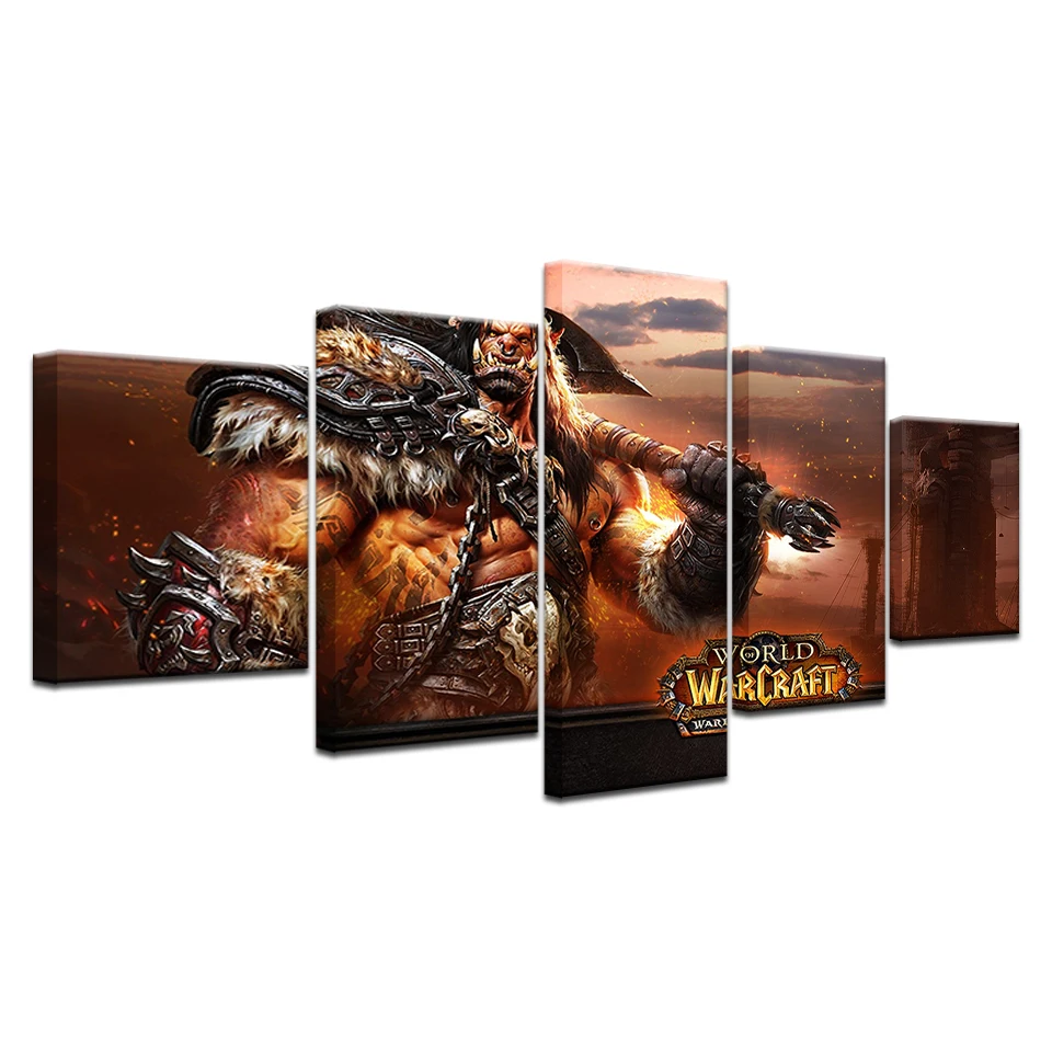 Waliicorners 5 Panel HD Printed WOW game posters wall Print On Canvas Art Painting For living room modern home decoration artwork 10