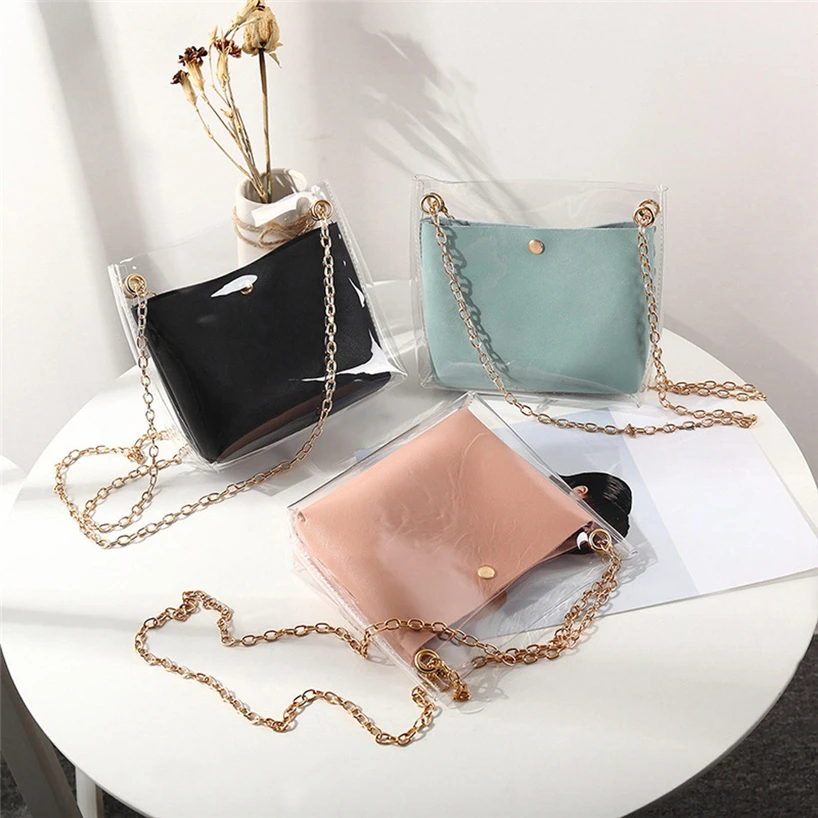 Aelicy Women PU Leather Transparent Design Hasp Shoulder Bag Messenger Bag Purse Crossbody Bag Ladies Bag High Quality