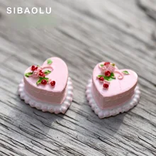 2pcs Birthday Cake Miniature Figurine Home Decoration fairy garden Cartoon Aniaml Building statue resin craft Doll Car TNB062