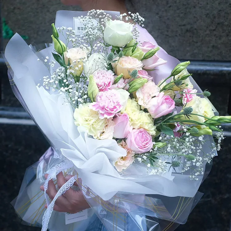 20pcs Gift Decoration Wrap Crafts paper Half Clear Waterproof Flower