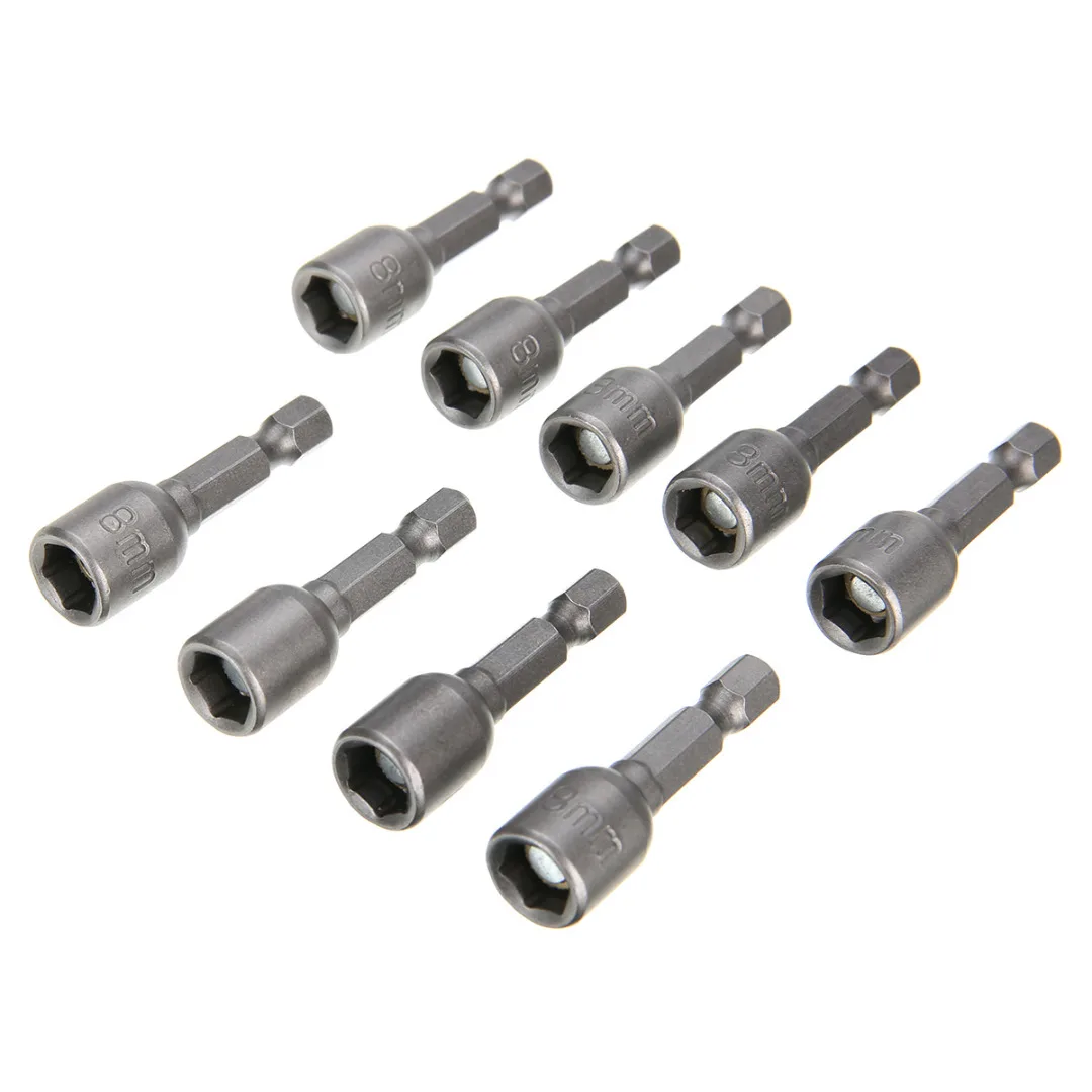 

9 Pcs 5/16" Socket Magnetic Nut Driver Set 1/4" Hex Shank Adapter Hex Drill Bit for Power Tools