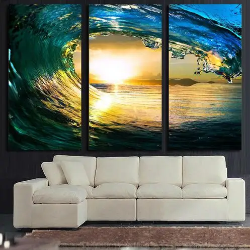 

3 Panels Rolling Wave Landscape For Bedroom Living Room Home Wall Art Decor Printed Modular Picture Large Canvas Painting