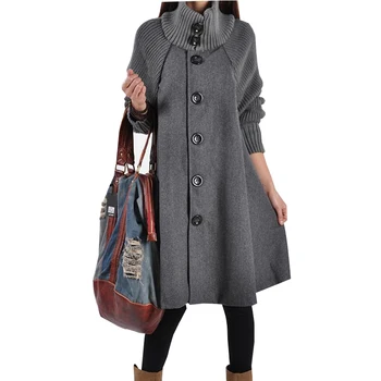 

2019 Long Women's Jacket Over Coat Cloak Windlicker Lovely Autumn Winter Warm Wool Coat Women's Fall Manteau Femme Hiver Cape
