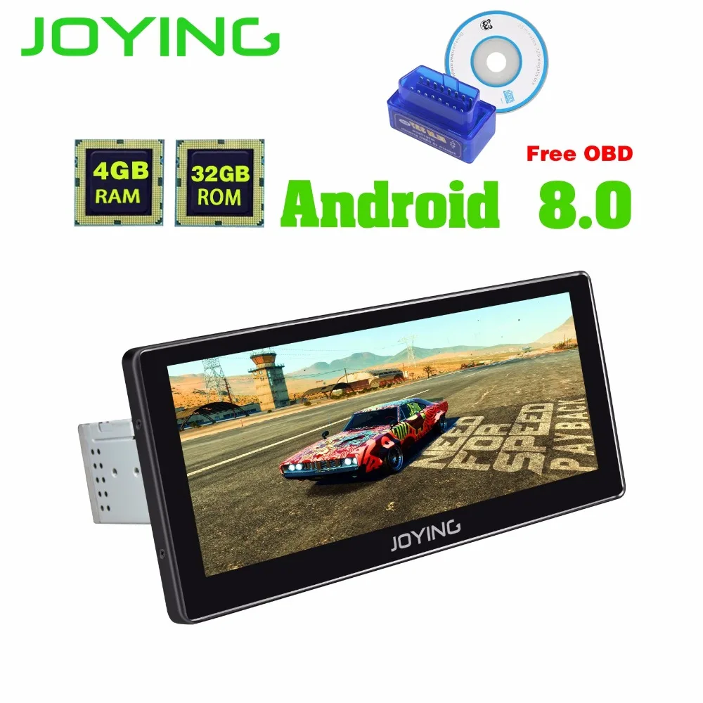 

JOYING Android 8 1 din car head unit multimedia player head unit tape recorder 4 GB Stereo support carplay WiFi with ELM 327 OBD