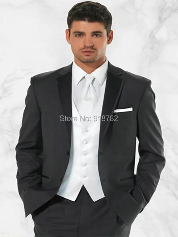 White Vest Groom Men Suits 