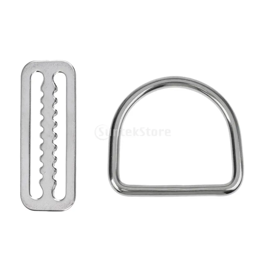 316 Stainless Steel Scuba Diving Weight Belt Keeper with D Ring for 5cm Webbing Belt Harness Equipment Accessories