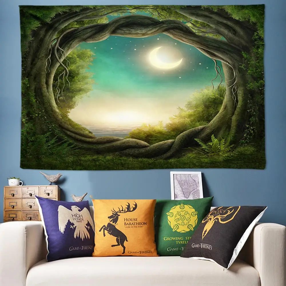

2019 Nature Tree Hole Tapestry Wall Hanging Moon Tapestry 3D Home Decoration Wall Art Tapestry Boho Wall Rug Background Cloth