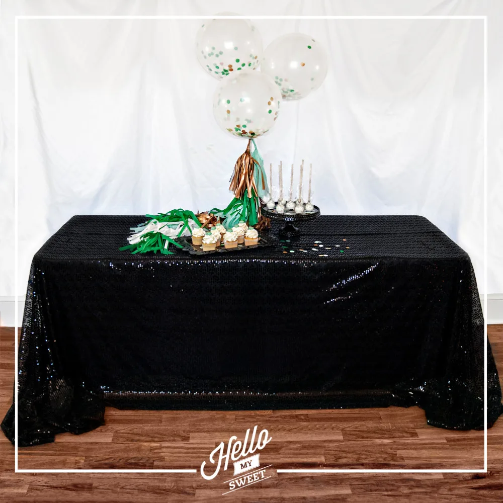 

Hot Sale!!! Wholesale 5PCS 90x132inch Black Sequin Tablecloth, Custom Made Sequin Table cloth, Sparkling Sequin Table Cover
