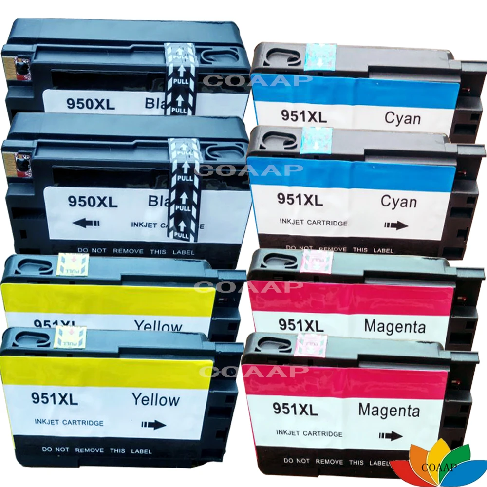8pk Compatible HP 950XL 951XL Ink Cartridge Black Cyan Magenta Yellow With Chip For HP Officejet