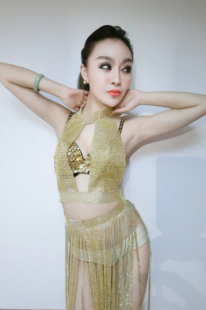 Женский костюм для танца на шесте с блестками и кисточками|female singer|singer clothingdance outfit