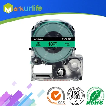 

1 PCS/Lot Cassette Tape Compatible for EPSON LW-300 LW-400 LW-600P LW-700 LC-4WBN9 Printer (18mm x 8m, Black on Green) Hot Sales