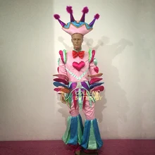 Клоун костюм карнавальный наряд шоу платье Вечерние выступления одежда парк развлечений одежда цирковое платье
