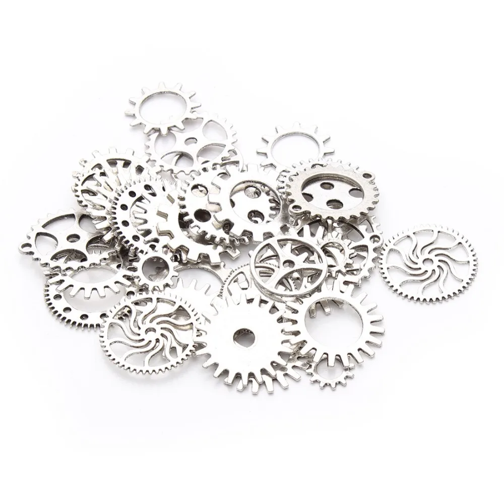 

Wholesale Mix 30pcs/lotAntique silver Charms Gear Pendant Fit Bracelets Necklace DIY Metal Jewelry Making F2630B
