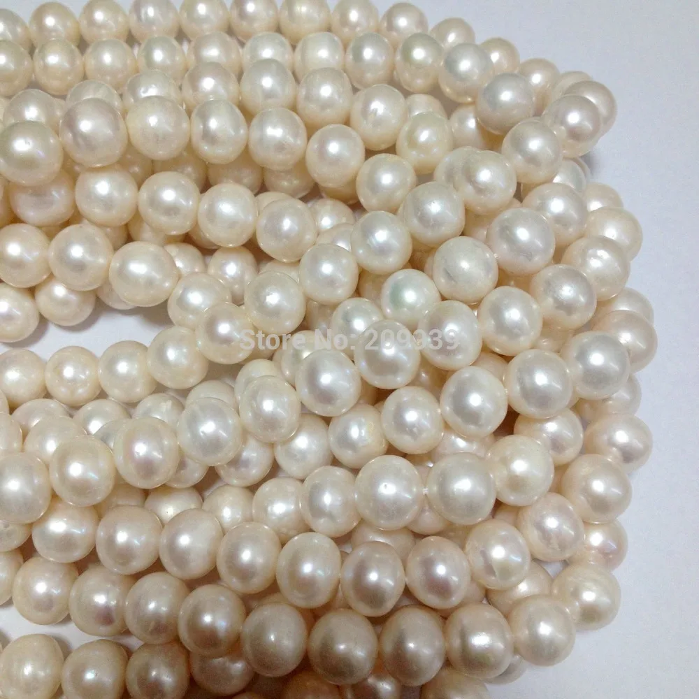 

FREE SHIPPING>>>@@ N322 12-14mm White Near Round Genuine Freshwater Pearl Loose Bead