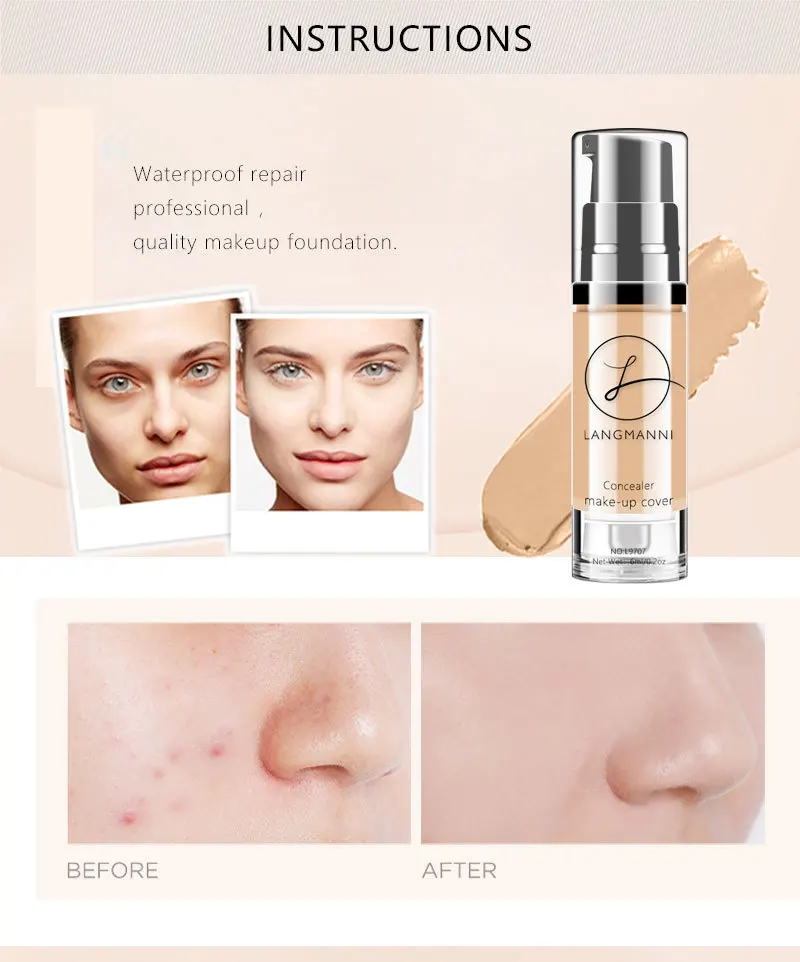 Foundation Base Makeup Professional Face Matte Finish Liquid Make Up Concealer Cream Waterproof Natural Cosmetic liquid