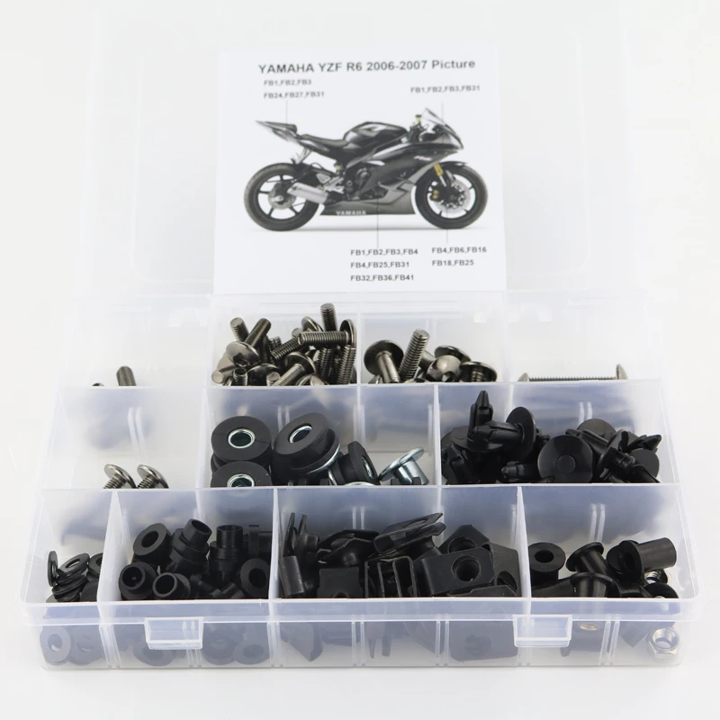 

For Yamaha YZF R6 YZFR6 YZF-R6 2006 2007 Full Fairing Bolts Kit Motorcycle Fairing Clips Speed Nuts Side Covering Bolts Steel