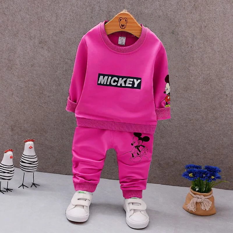 

2018 Baby Boys Girls Mickey Clothing Set Minnie Full Sleeve T Shirt Pants Cotton Cartoon Children Clothing Sets Baby Sport Suits
