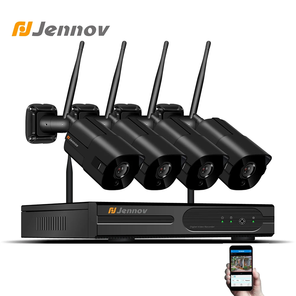 

Jennov 4CH 960P Wireless Home Security Camera System Video Surveillance Kit Outdoor IP Camera System 1.3MP HD CCTV Set