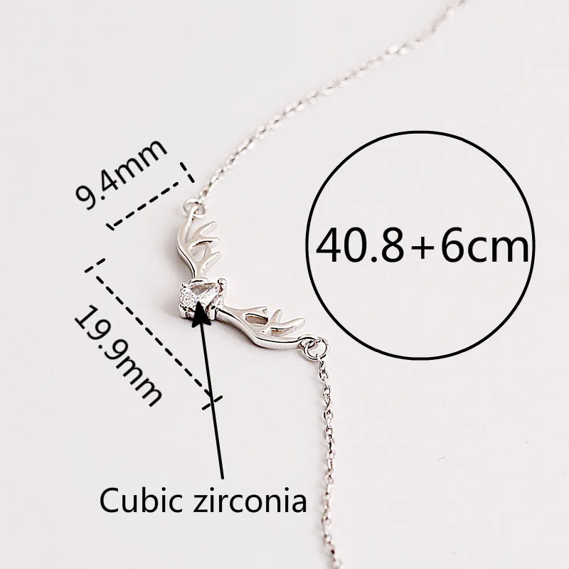 Форзац 925 пробы серебро кубический цирконий олень ожерелья рога и подвески для женщин креативные женские модные ювелирные изделия