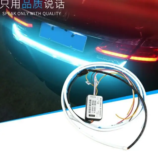 

New coming dual color flow type drl on Trunk box with Side Turn Signals Rear lights LEDs Strips Car Braking light car-styling