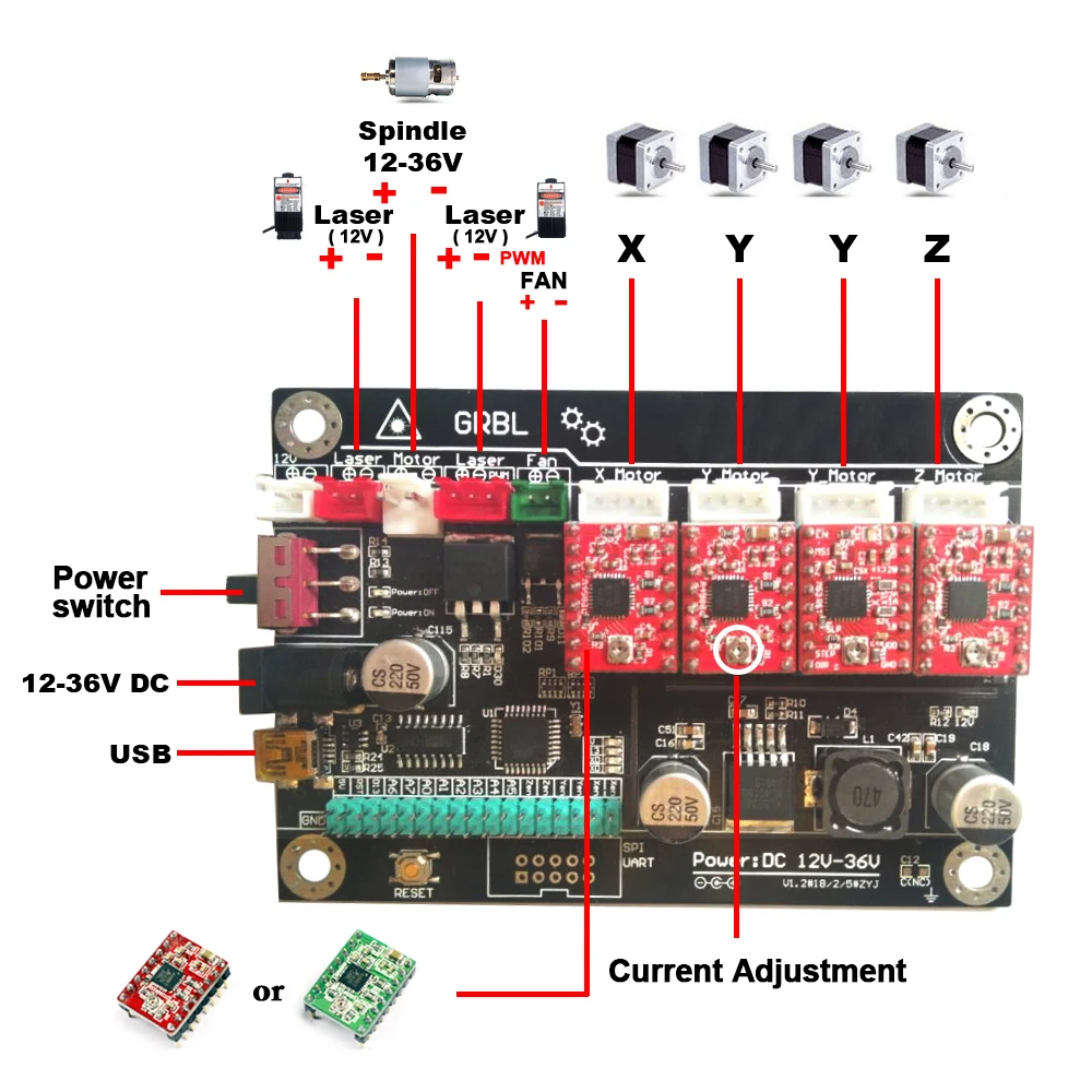 CNC 2418 ремесленный станок с ЧПУ GRBL Управление рабочая зона 24x18x4 5 см 3 оси Pcb ПВХ