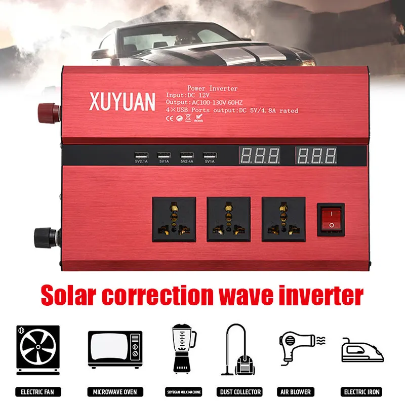 Модифицированный синусоидный инвентор с DC12V/24 V постоянного тока до AC110/220 V на открытом воздухе, автомобильный инвертор высокая производительность Питание преобразователь напряжения автомобиля Портативный