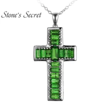5.98ctw Изумрудное кольцо русский хромдиопсид пробы подвеска в форме серебряного крестика с цепочкой