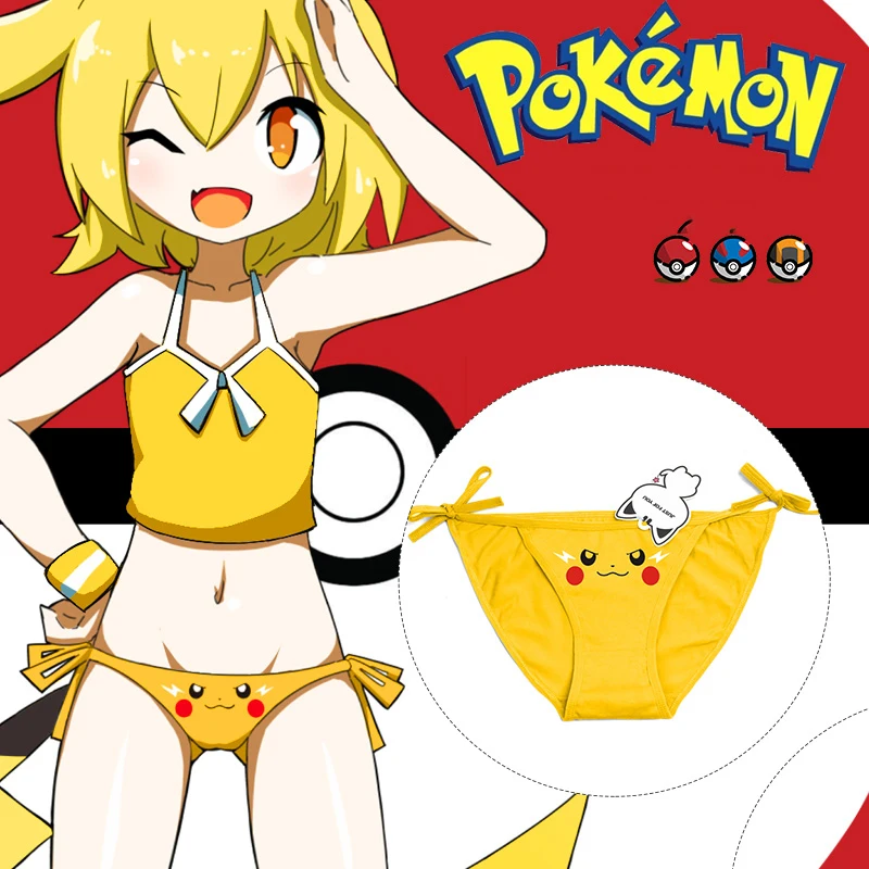 

6 Types Pocket Monsters Pikachu Jigglypuff Theme Cosplay Intimate Briefs Strap Tied Panties Cotton Underwear Lolita Underpants
