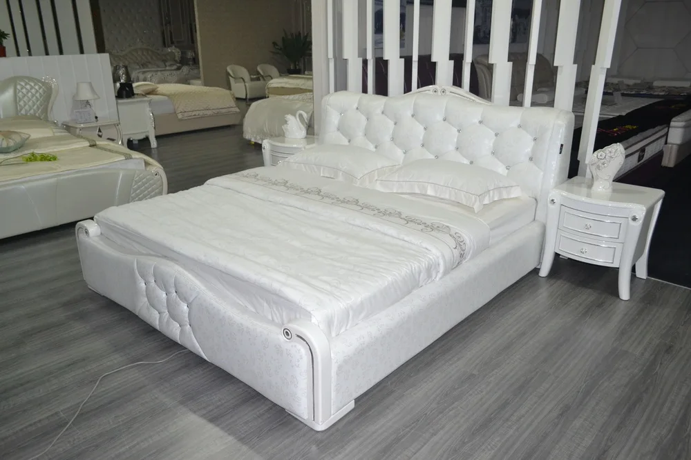 Мягкая кровать из натуральной кожи Muebles Para Casa современная мебель для спальни