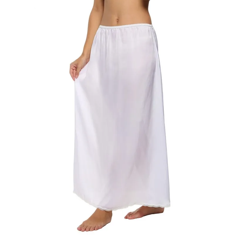 Для женщин Half Slip атласной отделкой Макси Кружева нижняя скольжения летние