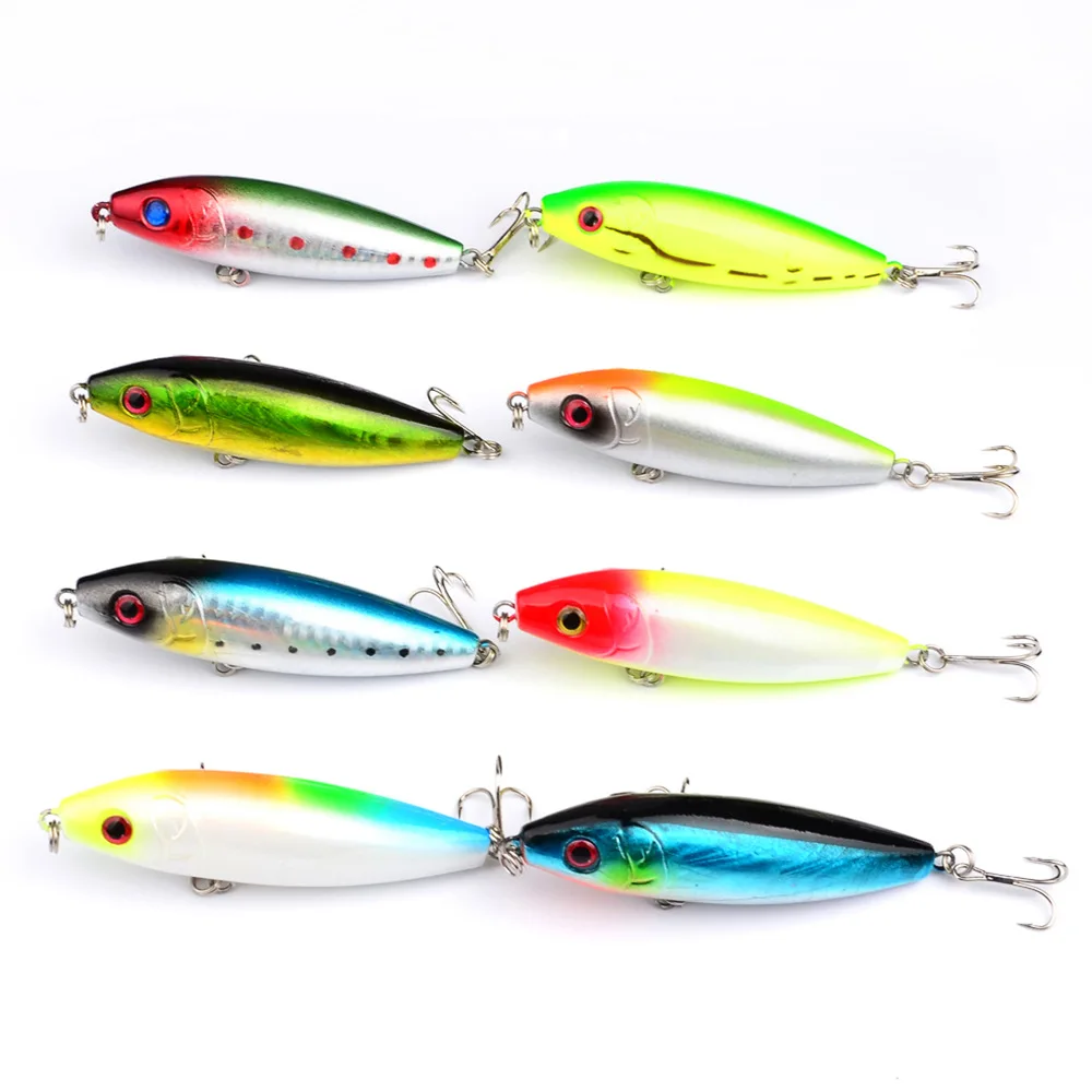 

HiUmi 8PC fishing tackle 2015 Hot 3D Minnow Lure 8 color Fishing lure 12g 8cm High Quality Fishing Bait With 6# Hook DW1037