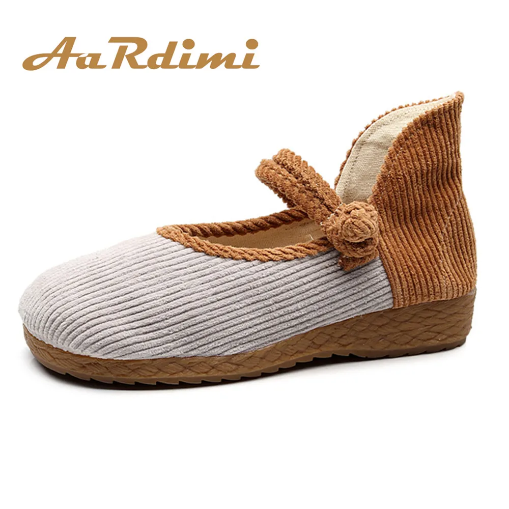 

AARDIMI Embroidered Canvas Flats Shoes Shallow Mary Janes Spring Summer Casual Chinese Ballerinas Women Embroidery Flat Shoes